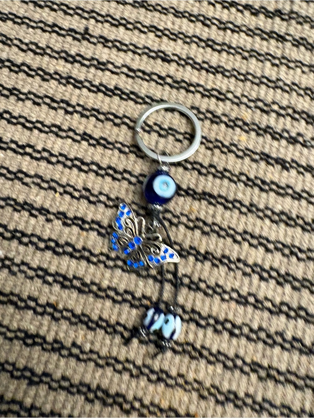 Source Unknown Blue Butterfly Evil Eye Keychain Charm